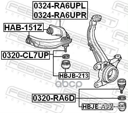 Рычаг пер. подвески верхн. L 0324-RA6UPL Febest