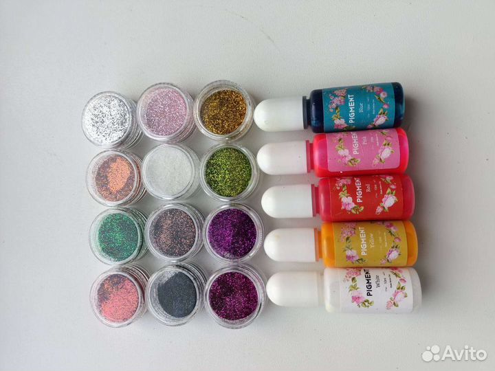Глитер, пигмент, фимы, бисер, формы для смолы