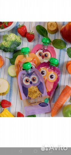 Многоразовые паучи/контейнеры для пюре новые