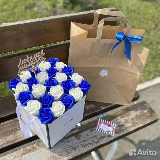 Подарок коробочка с мыльными розами