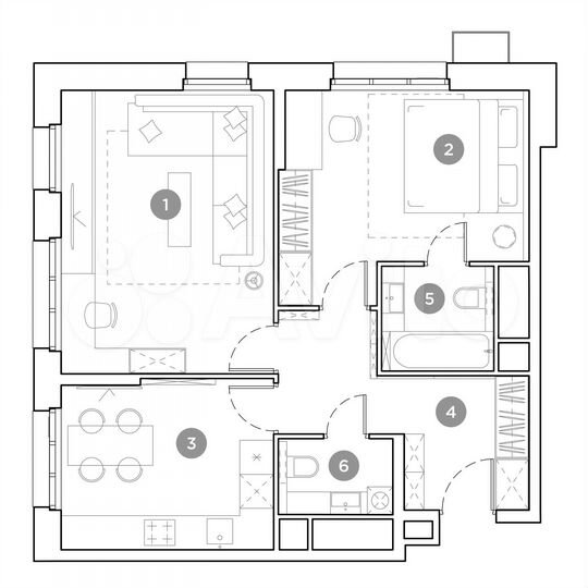 2-к. квартира, 60,3 м², 3/25 эт.