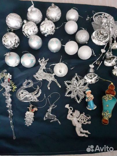 Новогодние игрушки елочные украшения цвет серебро