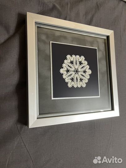 Снежинка ручной работы со стразами картина