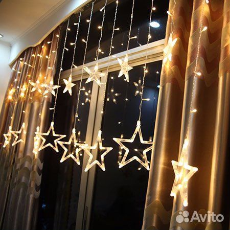Гирлянда бахрома звезды размер 3х0.9