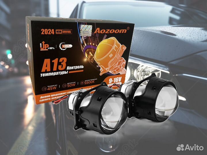 Bi LED линзы Aozoom A13 на Honda Shuttle