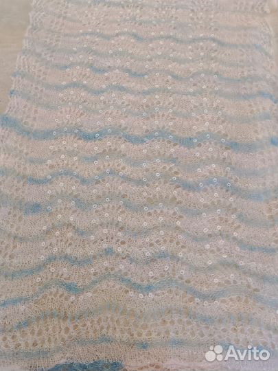 Новый пуховый ажурный палантин ручной вязки