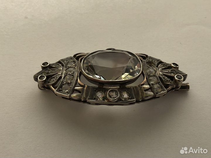 Серебряная брошь 875.Русские самоцветы