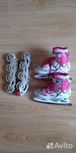 Раздвижные коньки-ролики 2 в 1 rush action 31-34 р