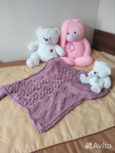 Плед детский вязаный новый