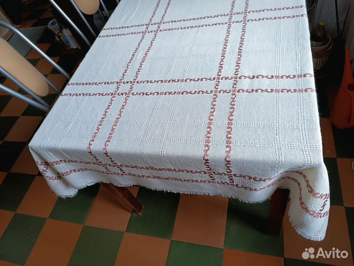 Скатерть 120 х 156 см рогожка клетчатая
