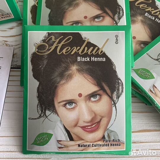 Краска для волос черная Herbul Black Henna, 60 гр