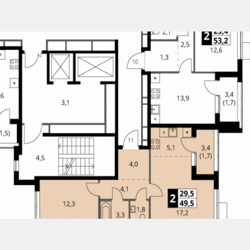 2-к. квартира, 49,5 м², 3/18 эт.