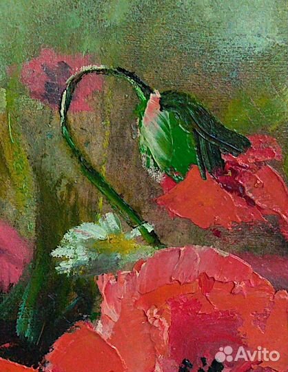 Картина. Живопись, масло. Маки. Цветы