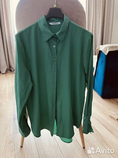 Рубашка 44 Оверсайз зелёная
