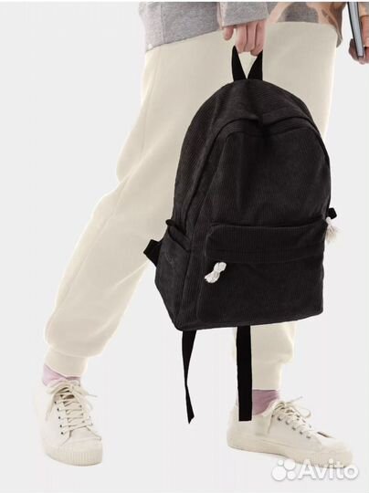 Рюкзак черный вельветовый
