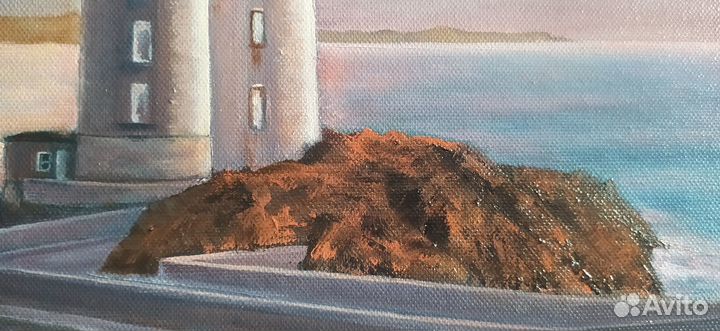 Картина маслом. Маяк. Закат