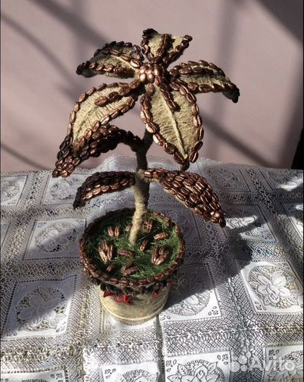 Топиарий из джута и кофейных зёрен