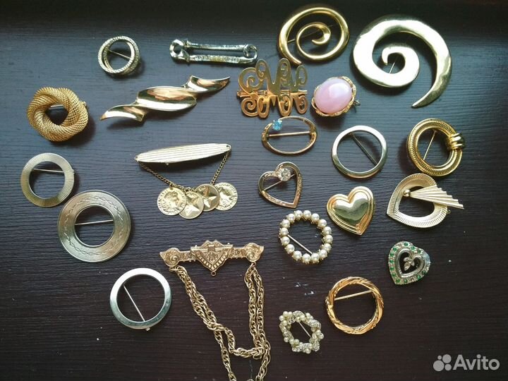 Брошь брошка с позолотой винтажные