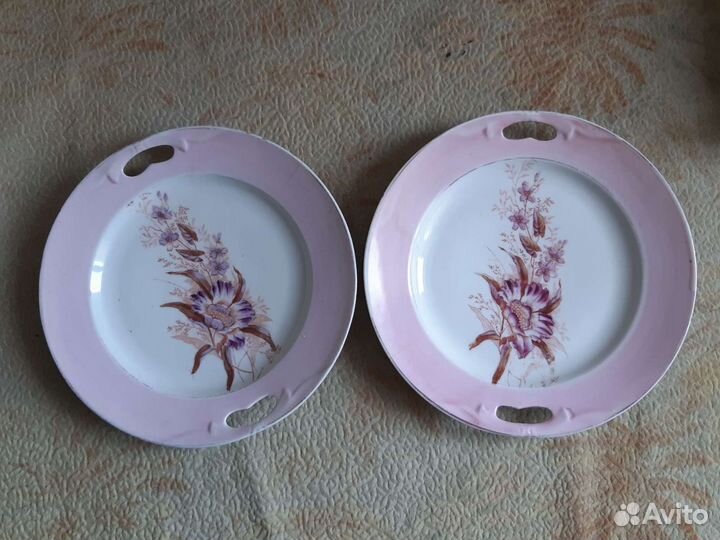 2 декоративные антикварные тарелки