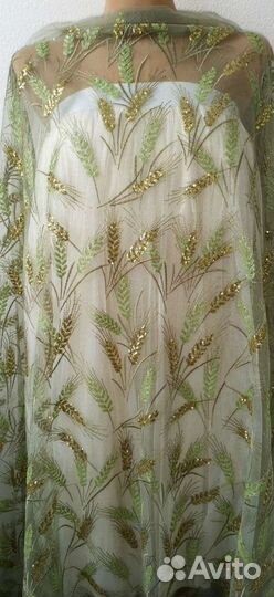 Ткань с пайетками. Процветание, колоски