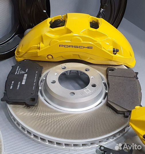 Тормоза на Porsche Cayenne 9Y0 или 9YA желтые
