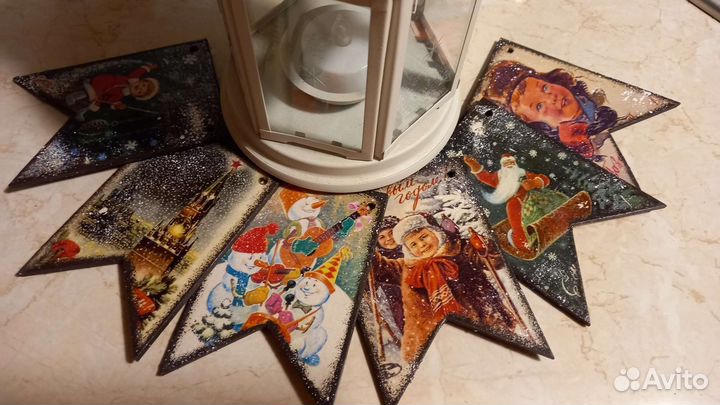 Новогодние флажки. Гирлянда.Ручная работа