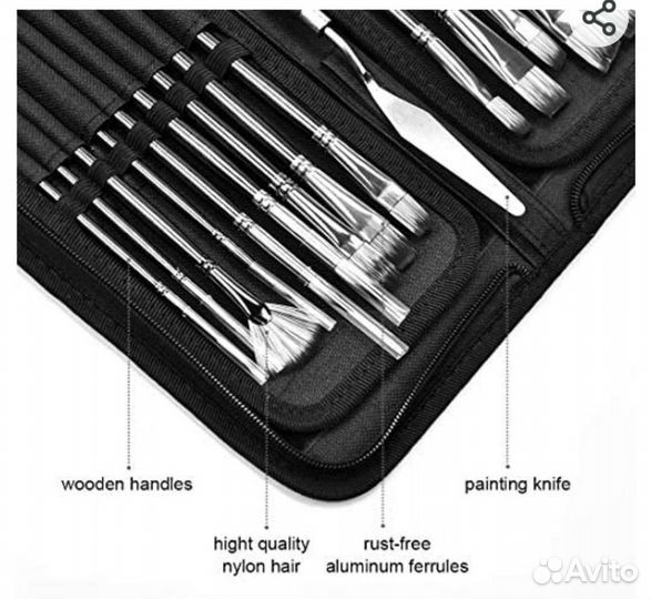 Набор кистей для рисования в чехле 15 шт