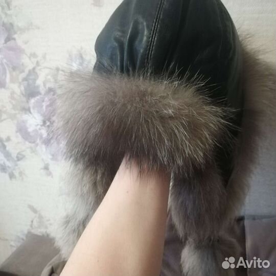 Шапка ушанка женская практ. новая чернобурка кожа