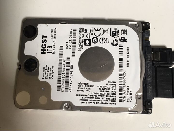 HDD hgst 1000Gb (ноутбук)