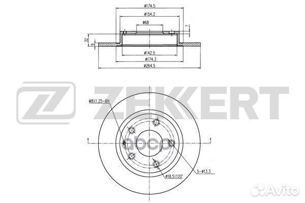 Диск торм. зад. Mazda 3 III 13- bs-5891 Zekkert