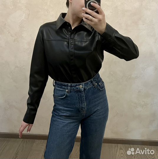 Кожаная рубашка H&M