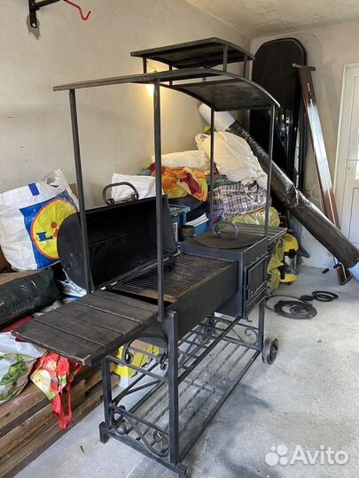 Мангал с печью под казан и крышей