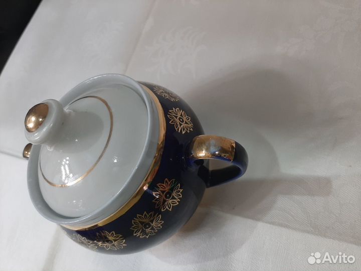 Фарфоровая сахарница кобальт Полонное