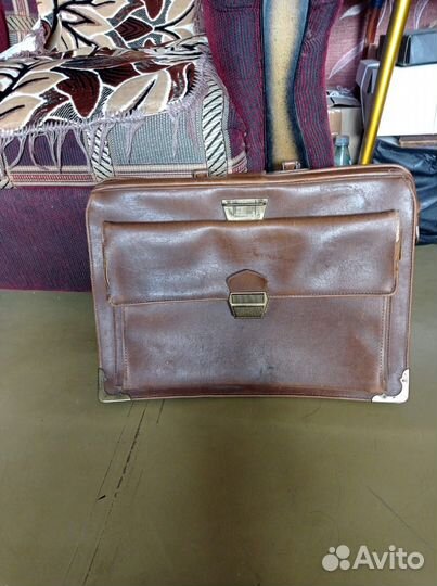 Портфель ретро нат кожа много карманов