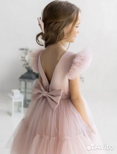 Платье для девочки розовое, пудровое, нарядное