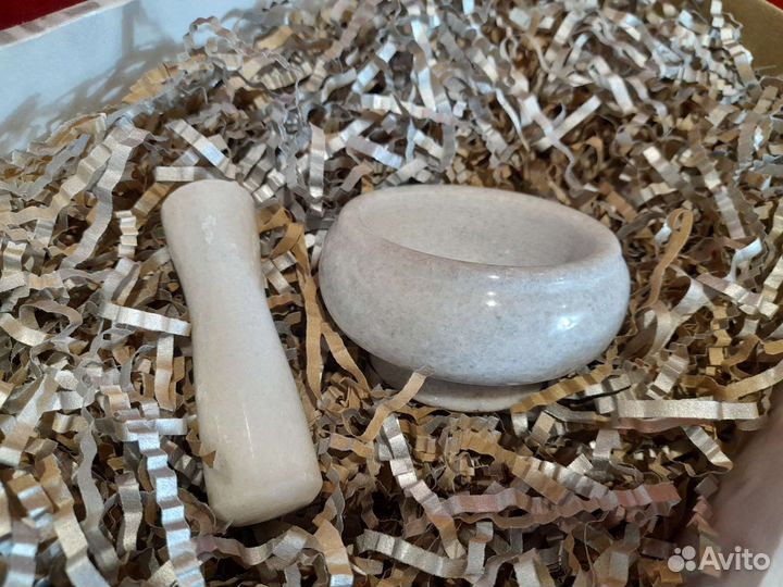 Ступка с пестиком из натурального мрамора