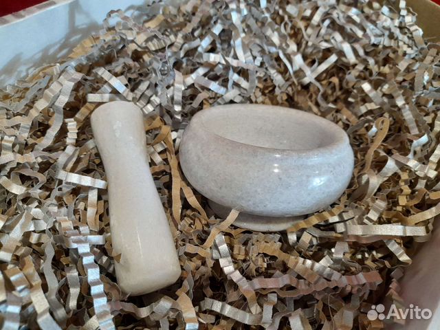 Ступка с пестиком из натурального мрамора