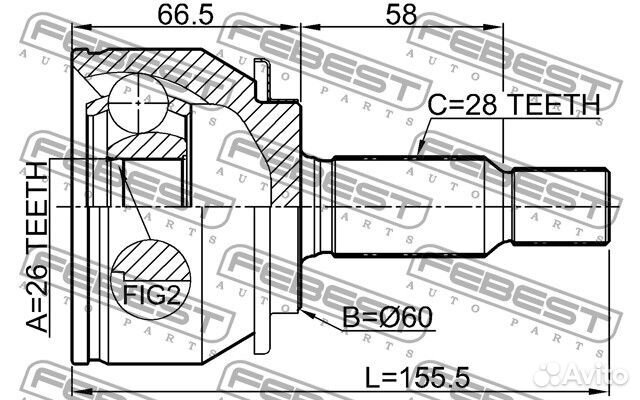 Шрус наружный 26x60x28 0410NA4