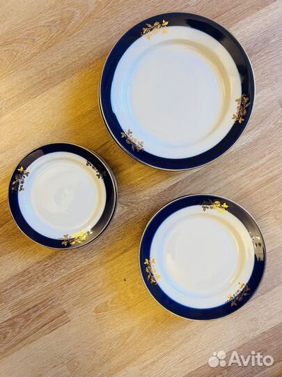 Тарелки кобальт Дулёво 22 шт