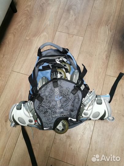 Комплект: ролики Fila 37 размер, защита и рюкзак