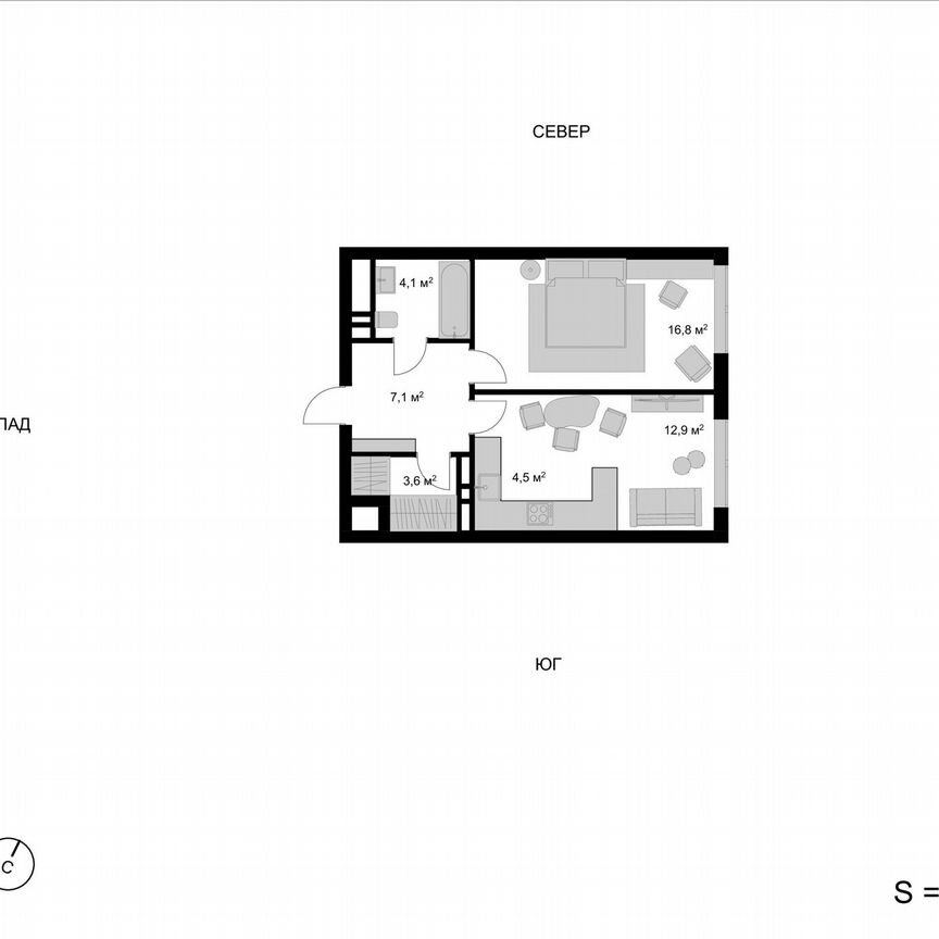 2-к. квартира, 49 м², 13/17 эт.