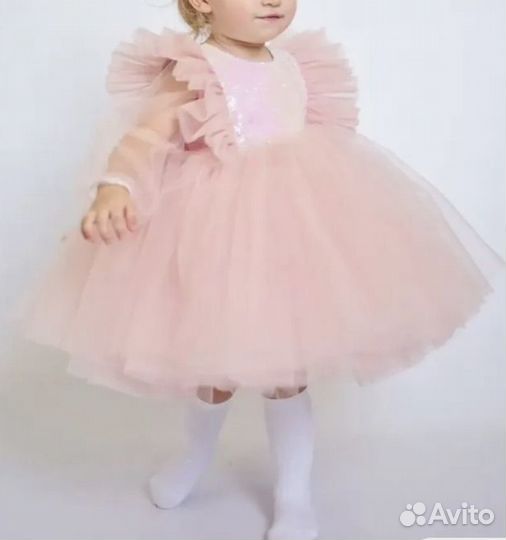 Праздничное платье на годик + ободок + пинетки