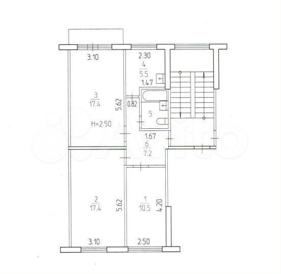 3-к. квартира, 61,3 м², 4/5 эт.