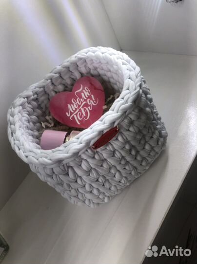 Корзинка из трикотажной пряжи