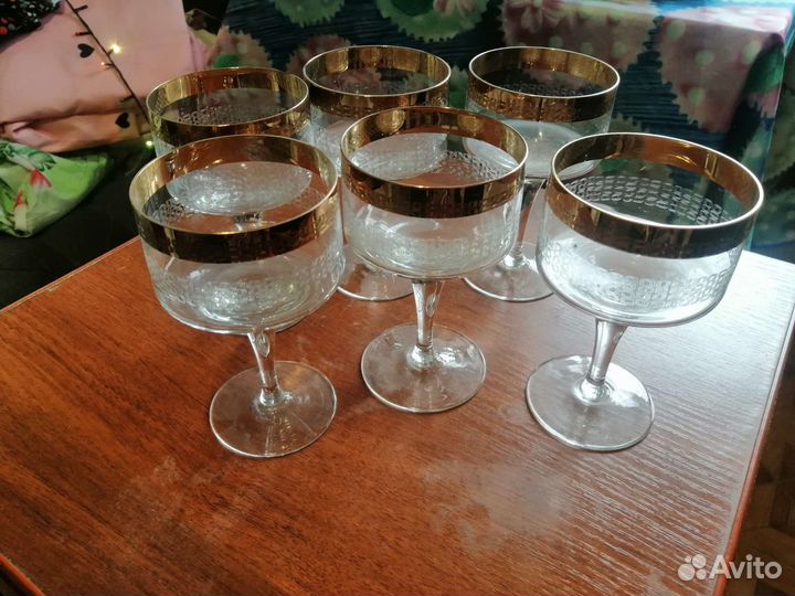 Фужеры хрусталь позолота Чехословакия СССР