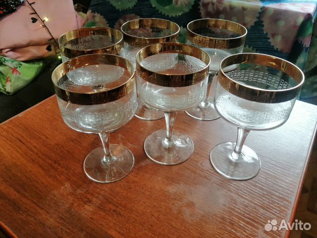 Фужеры хрусталь позолота Чехословакия СССР