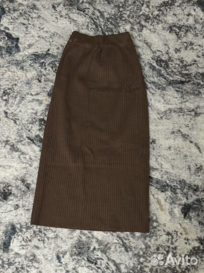 Юбка коричневая миди трикотажная