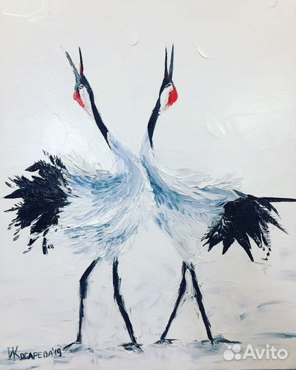 Картина маслом «Танец журавлей»