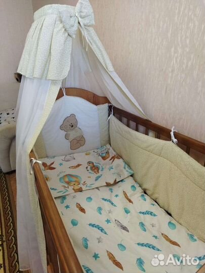 Детская кроватка трансформер с маятником