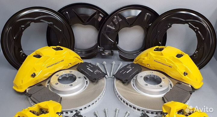 Тормоза на Porsche Cayenne 9Y0 или 9YA желтые